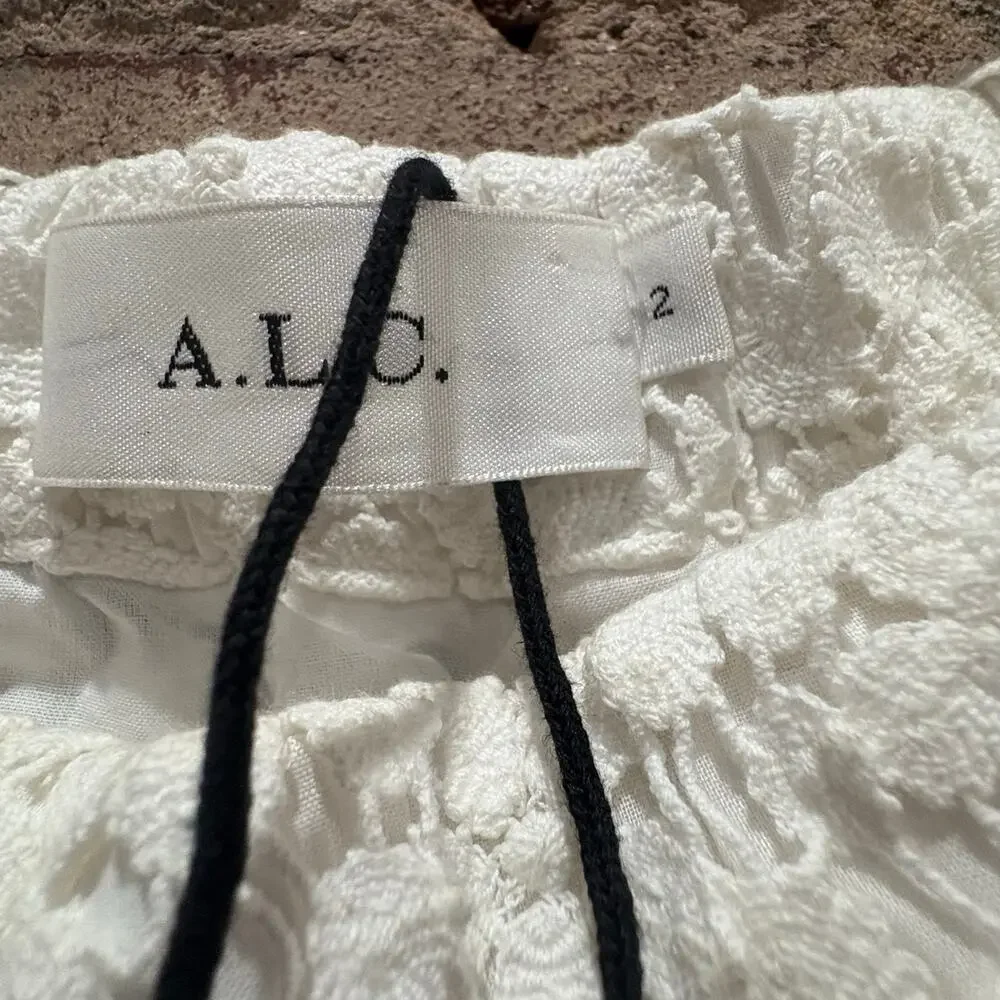 A.L.C. Bolen Crochet Lace Off Shoulder White Mini Dress Size 2 - Picture 5 of 6